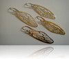 Silver & 9 carat gold plain cicada wing earrings