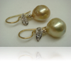 18 Carat & white gold, interchangeable earrings with yellow & white diamonds, & gold South Sea pearls