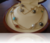 18 Carat yellow gold & palladium set with various gemstones (long necklace)