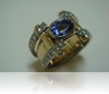 Large tanzanite & diamond ring in 18 carat yellow & white gold 